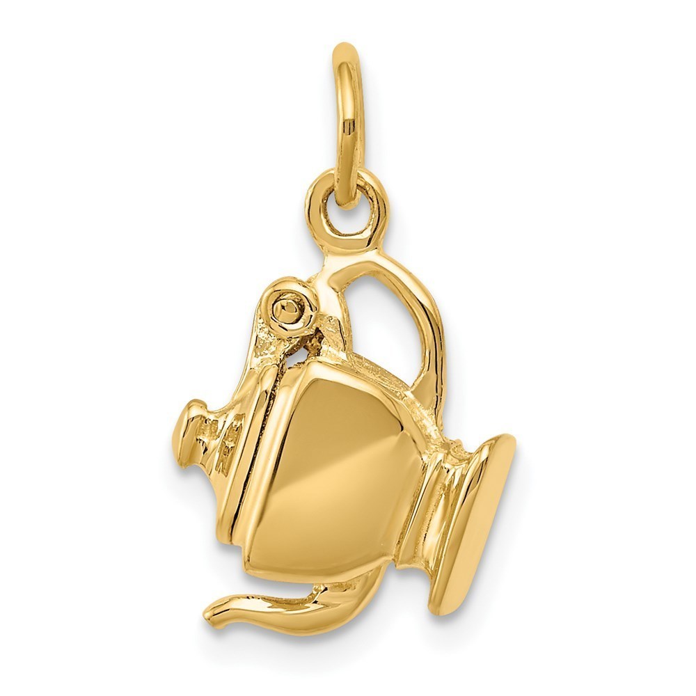 Million charms 14k Yellow Gold 3-D Tea Pot Lid Opens Necklace Charm Pendant